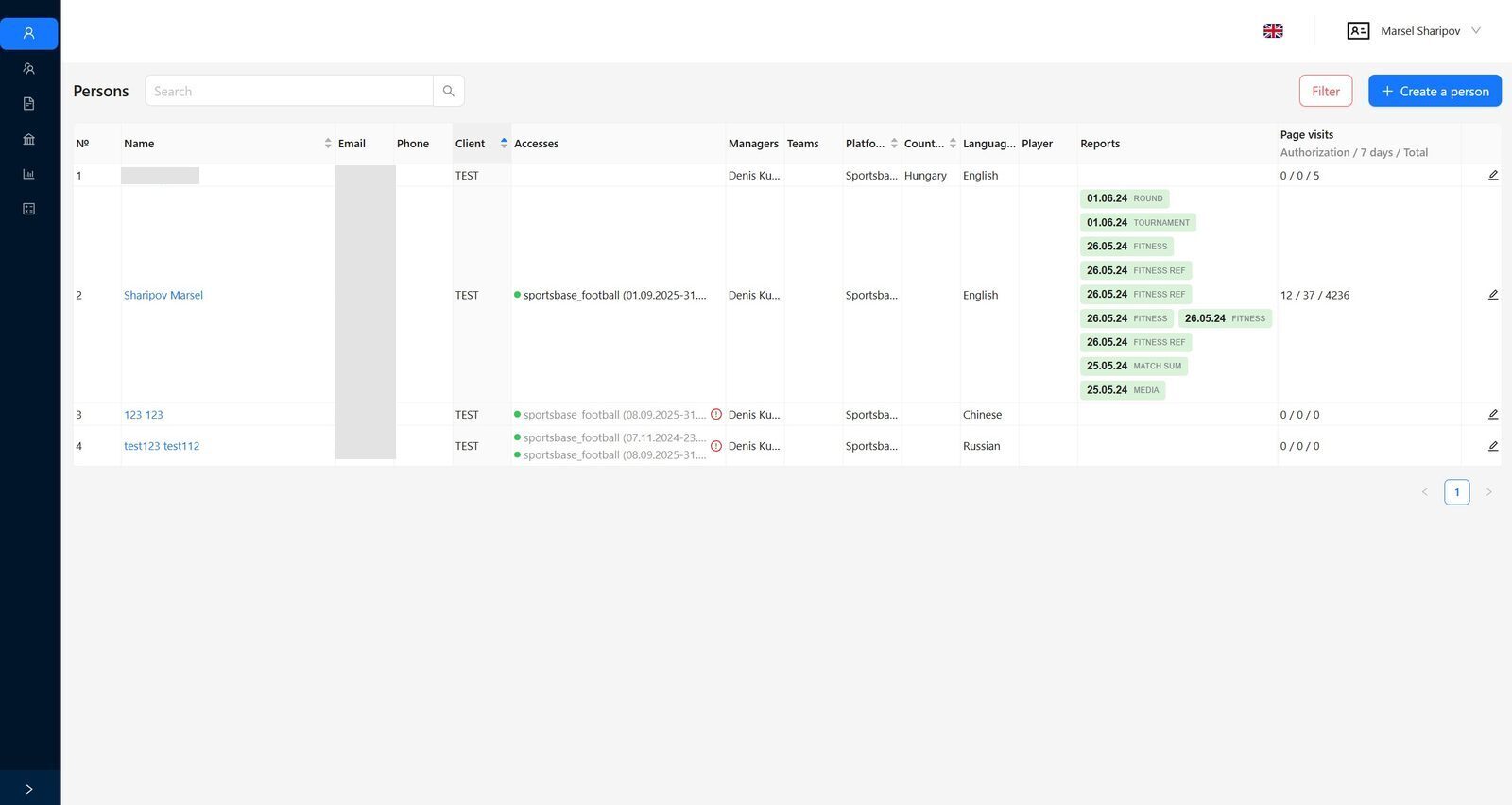 Persons page screenshot